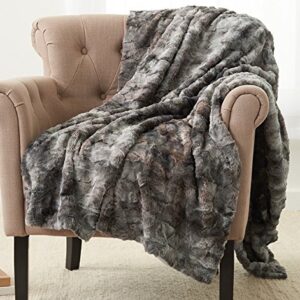 Amazon Brand – Pinzon Faux Fur Throw Blanket - 63 x 87 Inch, Frost gray