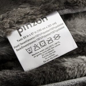 Amazon Brand – Pinzon Faux Fur Throw Blanket - 63 x 87 Inch, Frost gray