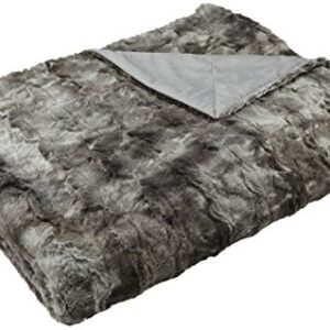 Amazon Brand – Pinzon Faux Fur Throw Blanket - 63 x 87 Inch, Frost gray