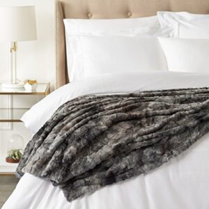 Amazon Brand – Pinzon Faux Fur Throw Blanket - 63 x 87 Inch, Frost gray