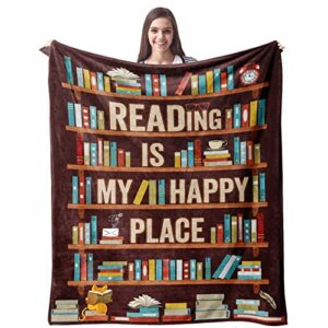 cujuyo book lovers gifts blanket - librarian gifts throw blanket 60"x50" - book club gifts for reading lover bookish - literary gifts ideas - best bookworm gifts on birthday christmas graduation