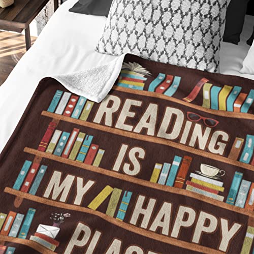 CUJUYO Book Lovers Gifts Blanket - Librarian Gifts Throw Blanket 60"x50" - Book Club Gifts for Reading Lover Bookish - Literary Gifts Ideas - Best Bookworm Gifts on Birthday Christmas Graduation