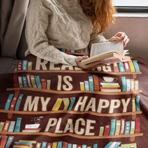 CUJUYO Book Lovers Gifts Blanket - Librarian Gifts Throw Blanket 60"x50" - Book Club Gifts for Reading Lover Bookish - Literary Gifts Ideas - Best Bookworm Gifts on Birthday Christmas Graduation