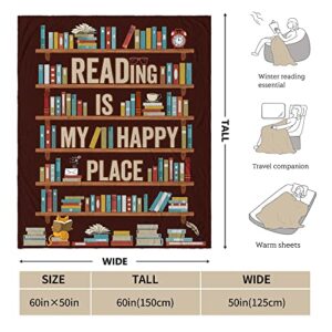 CUJUYO Book Lovers Gifts Blanket - Librarian Gifts Throw Blanket 60"x50" - Book Club Gifts for Reading Lover Bookish - Literary Gifts Ideas - Best Bookworm Gifts on Birthday Christmas Graduation