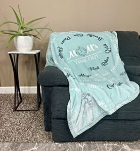 mom's time out velvet luxury throw blanket 50x60 soft sentiments teal