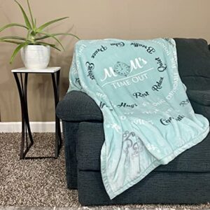 Mom's Time Out Velvet Luxury Throw Blanket 50x60 Soft Sentiments Teal