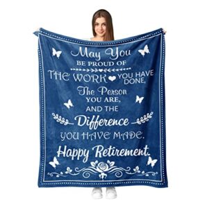 retirement gifts for women 2023 blanket 60"×50", retired gifts for men women, happy retirement gifts for men 2023, female, retired people, dad, nurses, doctors, coworker, mom, teacher flannel throw