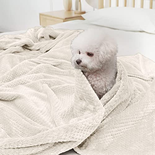 GAGAHAO Fleece Throw Blanket, Throw Size Fuzzy Throw Blanket for Couch Sofa Soft Warm Cozy Furry Decorative Thick Blankets & Bed Throws for Couch (Cream White, 40x60 inch)