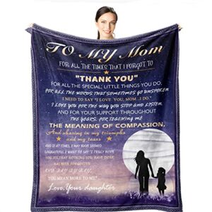 wisegem mom gifts from daughters - to my mom blanket 60"x50" - gifts for mom from daughter - mothers day blanket gifts for mom - best mom ever gifts - valentine birthday gift ideas