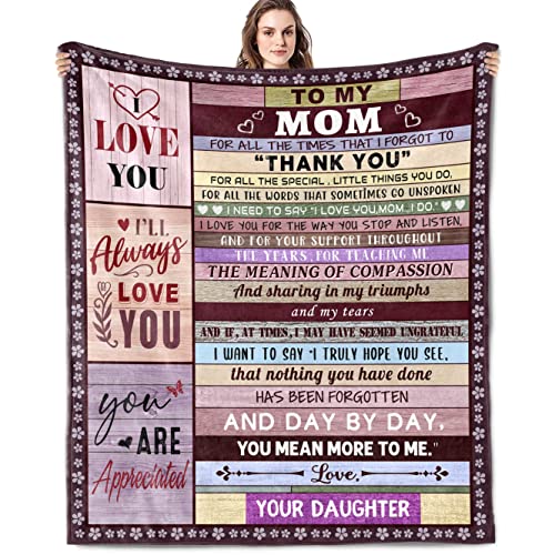 Gifts for Mom Blankets, Mothers Day Birthday Gifts for Mom, Mom Gifts from Daughter, Gifts for Mom from Daughter, Mom Gifts from Son, Mom Birthday Gifts from Daughter, Best Mom Ever Gifts 60x50 Inch