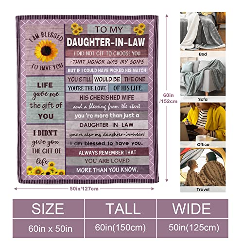 Quilazy Mothers Day Daughter in Law Gifts for Daughter in Law, Daughter in Law Gifts from Mother in Law, Gifts for Daughter in Law, Birthday Wedding Gifts for Future Daughter-in-Law Blanket 60"x50"