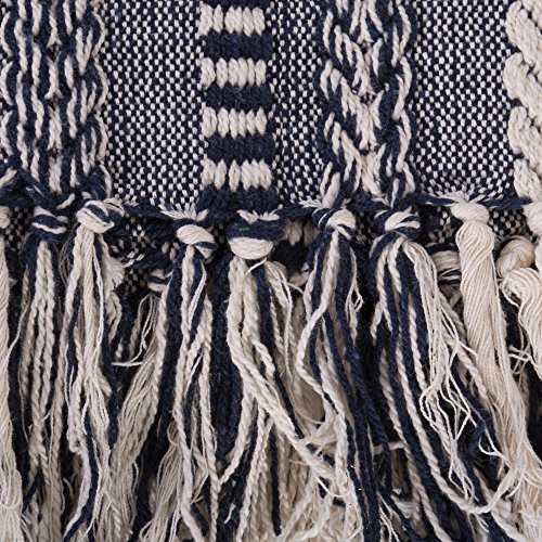 DII Braided Striped Throw, 50x60, Navy