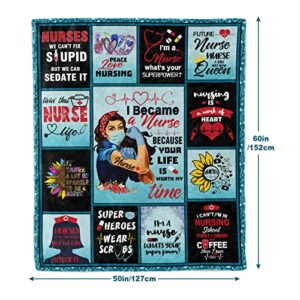 Gifts for Nurses Blanket, Gifts for Nurses Women, Rn Gifts for Nurses, Birthday Gifts for Nurses, Retirement Gifts for Nurses, Nurses Practitioner Gifts for Christmas International Nurses Day 60"x50"