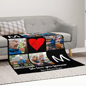 VAOWO Personalized I Love You Photo Blankets for Mom Gifts from Daughter Son Custom Mothers Day Blankets with Photos Collage for Mom Blankets with Picture Customized Blankets for Mom Birthday-4 Sizes