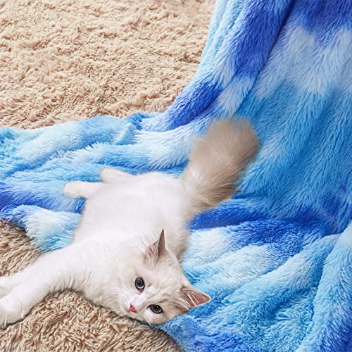 BEAUTEX Faux Fur Throw Blanket, Soft Sherpa Fluffy Blankets, Warm Thick Plush Flannel Blanket, Luxury Fuzzy Blankets for Home Room Decor, Shaggy Cozy Throw Blanket for Couch Sofa Bed Blue, 50x 60