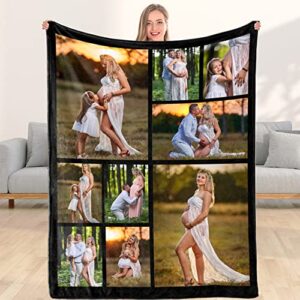 diykst personalized fleece throw pictures blanket for family friends pets custom blankets with 1-9 photo collages for mother's father's day christmas birthday as souvenirs and unique gifts(40*50 in)