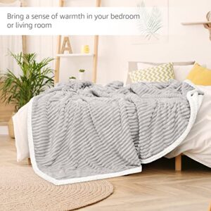 Sherpa Blanket Fleece Throw – 60x80, Pearl Grey – Soft, Plush, Fluffy, Warm, Cozy, Thick – Perfect for Bed, Sofa, Couch, Chair