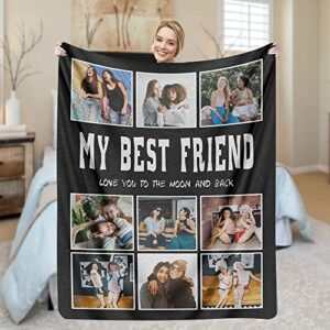 purefly gifts for besties personalized blankets with photos, customized picture blanket for women girls adult, personalized throw blankets gifts for best friend birthday christmas (style6)