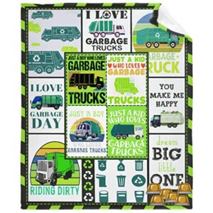 citrasena flannel fleece super soft cozy blanket i love garbage trucks lightweight warm throw blanket for couch living room bed sofa travel 50"x40" for kid