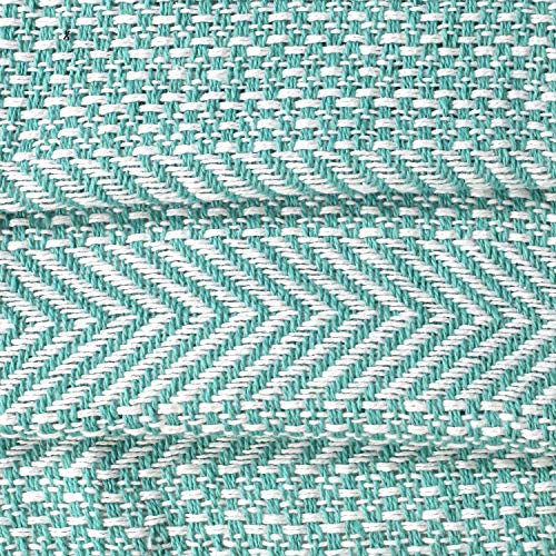 Farmhouse Throws Blanket with Fringe for Chair,Couch,Picnic,Camping, Beach,Throws for Couch,Everyday Use, Cotton Throw Blanket with Super Soft and Excellent Handfeel 50 x 60 -Teal White