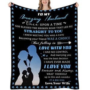 tucvhox fathers day blanket for husband gifts, anniversary birthday gifts for him husband, gifts for husband from wife, husband gifts from wife, husband blanket throw 80"x 60"