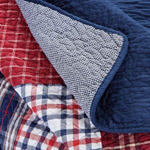 Chezmoi Collection Grizzly 1-Piece Plaid Checkered Patchwork Quilted 100% Washed Cotton Reversible Throw Blanket