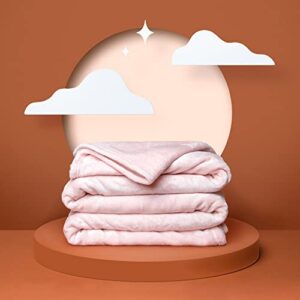 viscosoft fleece all seasons soft & plush comforter, lightweight design - blush pink throw blanket for sofa, bed, couch (pink, throw 50"x 60")