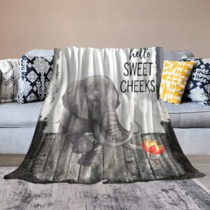 Elephant Blanket Cute Funny Elephant Decor Animal Throw Blanket Elephant Gifts for Girls Boys Super Warm Soft Plush Fleece Flannel Blanket Winter Couch Bedding Blanket for Kids Adults Women 40"x50"