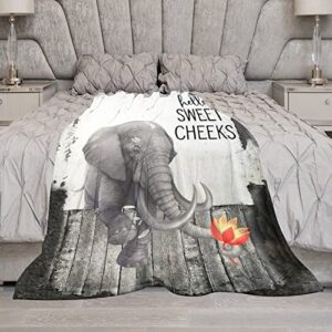 Elephant Blanket Cute Funny Elephant Decor Animal Throw Blanket Elephant Gifts for Girls Boys Super Warm Soft Plush Fleece Flannel Blanket Winter Couch Bedding Blanket for Kids Adults Women 40"x50"