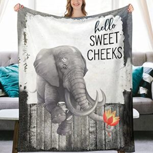 Elephant Blanket Cute Funny Elephant Decor Animal Throw Blanket Elephant Gifts for Girls Boys Super Warm Soft Plush Fleece Flannel Blanket Winter Couch Bedding Blanket for Kids Adults Women 40"x50"