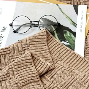 Cotton Khaki Cable Knit Throw Blanket for Couch Sofa Bed with Bonus Laundering Bag – Large 60 x 80 Thick, 3.4 LB, Machine Washable, Comfortable Home Décor