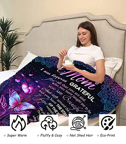 CINHOLL Gifts for Mom Blanket from Daughters or Son Best Mom Ever Warm Gifts Happy Birthday Love Your Mom Ideas Best Sentimental Thick Fleece Sofa Blankets