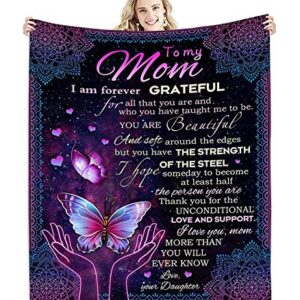 CINHOLL Gifts for Mom Blanket from Daughters or Son Best Mom Ever Warm Gifts Happy Birthday Love Your Mom Ideas Best Sentimental Thick Fleece Sofa Blankets