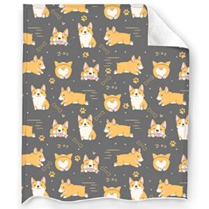 kjufbmsv Cute Corgi Throw Blanket Corgi Gifts for Corgi Lovers Blanket Lightweight Flannel Blankets for Couch Bed Living Room Adults Kids Teens Gift All Season 50"X40"