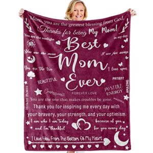 xinvery gifts for mom blanket,to my mom blanket from daughter son birthday gifts for mom best mom ever blanket mothers day throw blanket 50"x60" merlot red