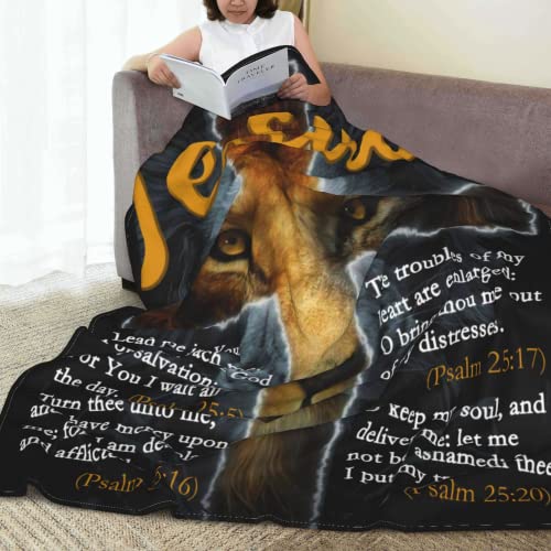 Socofuz Bible Verse Blanket, Christian Gifts for Women, Lion Blanket Prayer Blanket Jesus Gifts for Women Man, Super Soft Throw Blankets for Couch Sofa Bed Warm Gifts 50x60 inches