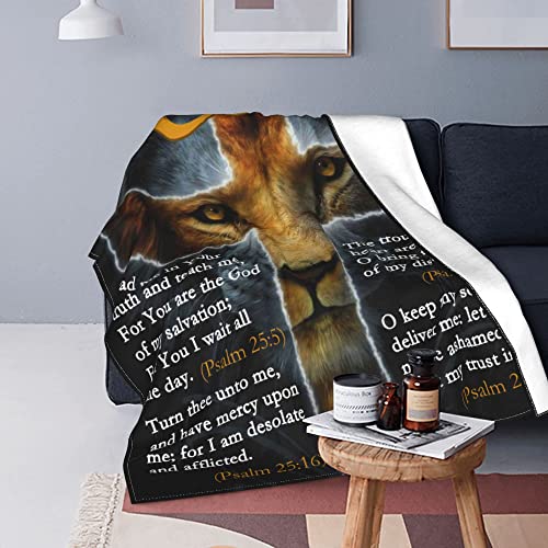 Socofuz Bible Verse Blanket, Christian Gifts for Women, Lion Blanket Prayer Blanket Jesus Gifts for Women Man, Super Soft Throw Blankets for Couch Sofa Bed Warm Gifts 50x60 inches