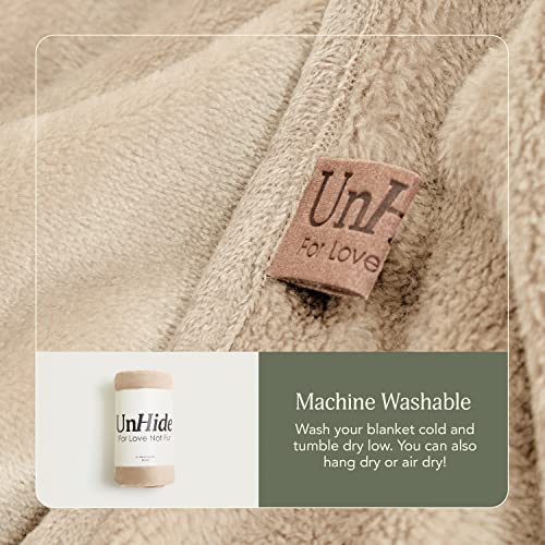 UnHide Lil Marsh Traveler - Travel Blanket - Faux Fur Blanket - Durable, Lightweight, Extra Soft Blanket - 300 GSM - Machine Washable - Perfect for Road Trips & Road Trips - Beige Bear (50” x 60”)