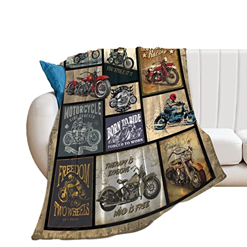 Motorcycle Blanket Gifts for Men and Women Throw Blanket for Couch Sofa Bed Plush Throw Fleece Blanket Soft Cozy Bedding for Kids and Adults Bedroom Size 50"x40"