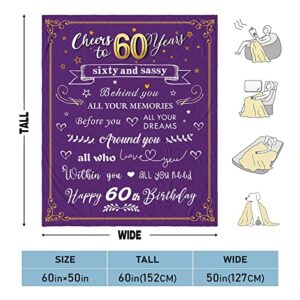 60th Birthday Gifts for Women Blanket - Happy 60 Birthday Gifts for Mom or Wife - 1963 Birthday Gift Ideas for Women - Gifts for 60 Year Old Woman - Cozy & Soft Flannel Throw Blanket 60 x 50 inch