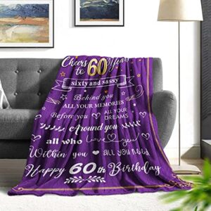 60th Birthday Gifts for Women Blanket - Happy 60 Birthday Gifts for Mom or Wife - 1963 Birthday Gift Ideas for Women - Gifts for 60 Year Old Woman - Cozy & Soft Flannel Throw Blanket 60 x 50 inch