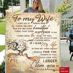 to My Wife I Want You to Believe Deep in Your Heart You are The Most Beautiful Thing That Ever Happened to Me 3D Custom Fleece Photo Blanket Fan Romantic Gift for Lover Wife (X-Large 80 X 60 INCH)