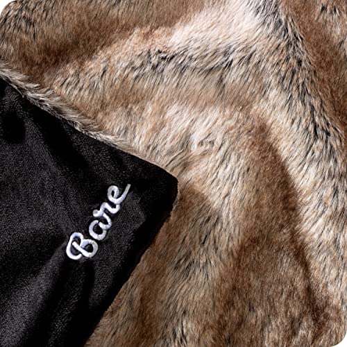 Bare Home Faux Fur Blanket - Ultra-Soft Luxurious - Cozy Warm Blanket for Couch, Sofa, Chair, Bed - Fuzzy Fluffy Super Soft - Decorative Bed Blanket, 47x60 inches (Throw, Variegated Chestnut)