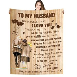 fiwbnasz husband blanket gift, husband valentine blanket gifts from wife, birthday christmas anniversary wedding blanket gifts for husband, husband throw blanket 50x60inches for bed coach