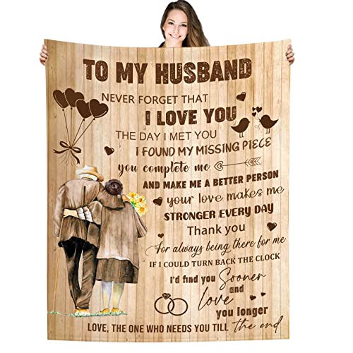 Fiwbnasz Husband Blanket Gift, Husband Valentine Blanket Gifts from Wife, Birthday Christmas Anniversary Wedding Blanket Gifts for Husband, Husband Throw Blanket 50x60inches for Bed Coach