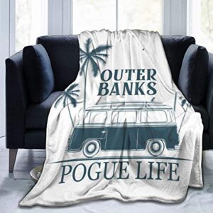 pogue life, outer banks north carolina super soft microfleece blanket, used on bed sofa bed adult parents and children throw blankets suitable for all seasons 40"x50"