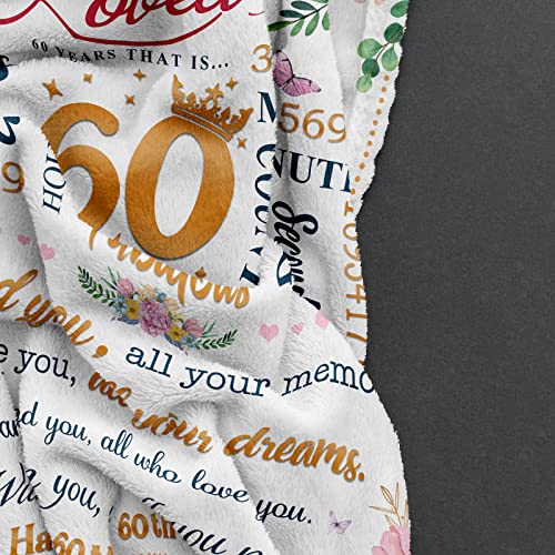 Ruvinzo 60th Birthday Gifts for Women, 60 Year Old Gifts for Women, 60 Birthday Gifts Blanket 60” x 50” for Women, 60th Birthday Decorations Women, Gifts Idea for 60 Year Old Woman, Cheers to 60 Years