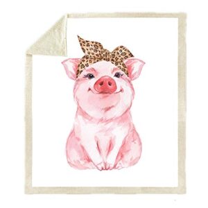 capsceoll pigs in a blanket,funny pig wearing leopard bandana isolated on white cute watercolor illustration pet blanket 60x80 inch soft,cozy,warm perfect for bed,sofa,couch