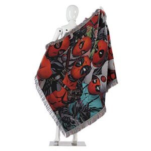 Marvel's Deadpool, "We Are All Here" Woven Tapestry Throw Blanket, 48" x 60", Multi Color