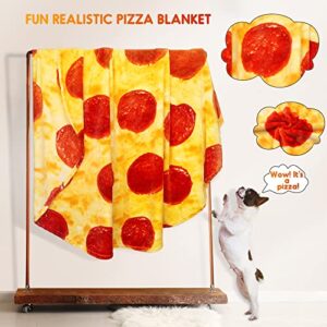 Izomty Pizza Blanket Adult Size, 71 Inches Double Sided 290 GSM Realistic Flannel Pepperoni Pizza Blankets, Novelty Gift for Pizza Lovers on Birthday